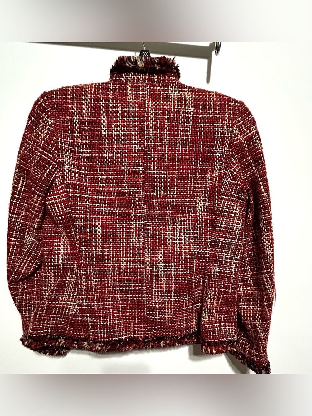 Vintage Rafaella Red Tweed Fringe Jacket - Picture 7 of 7